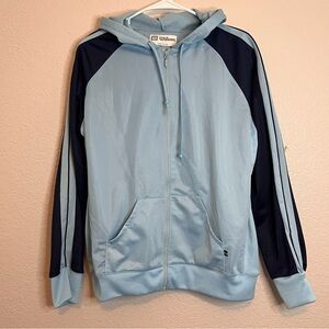 Vintage Wilson full-zip track jacket hoodie in light & navy blue size Large